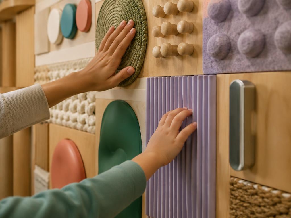Concept visualization of hands exploring a refined tactile wall
